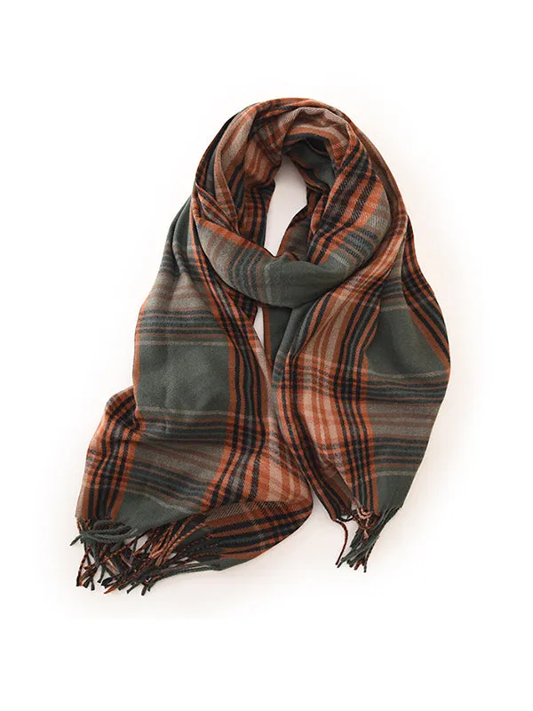 Keep Warm Plaid Tasseled Shawl&Scarf