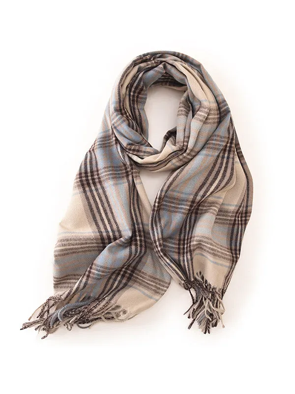 Keep Warm Plaid Tasseled Shawl&Scarf