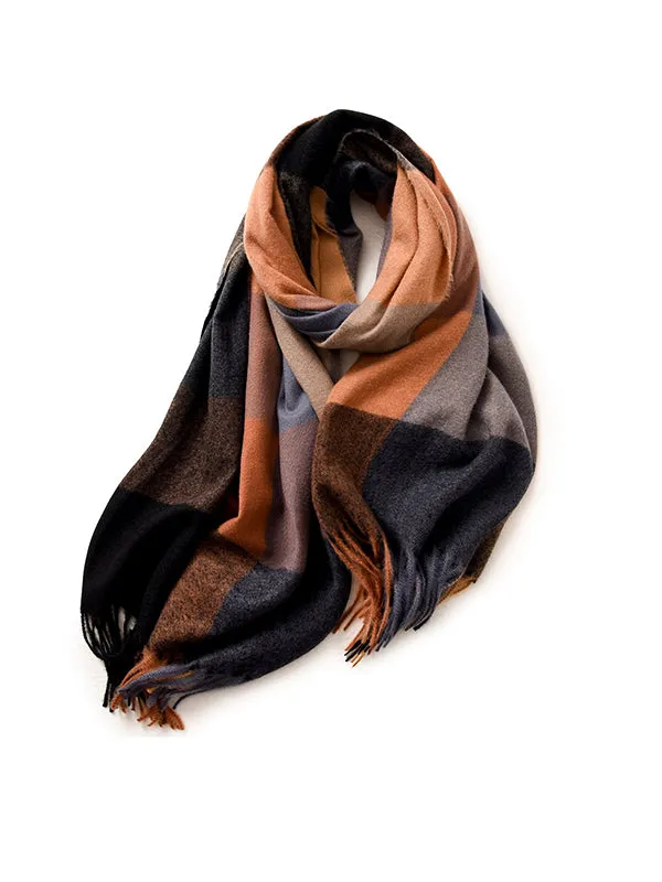 Keep Warm Plaid Tasseled Shawl&Scarf