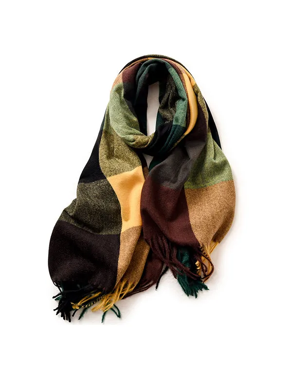 Keep Warm Plaid Tasseled Shawl&Scarf