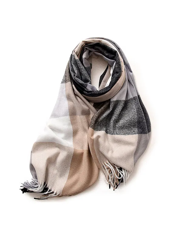 Keep Warm Plaid Tasseled Shawl&Scarf