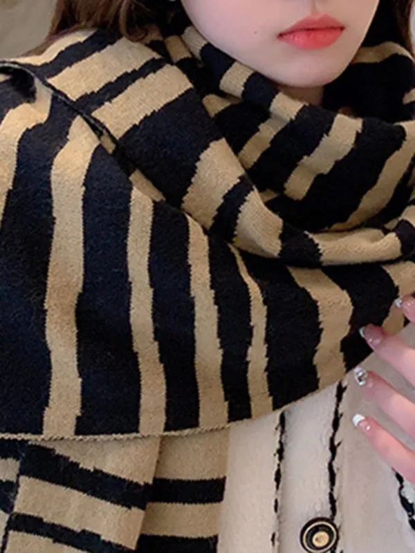 Keep Warm Zebra-Stripe Shawl&Scarf