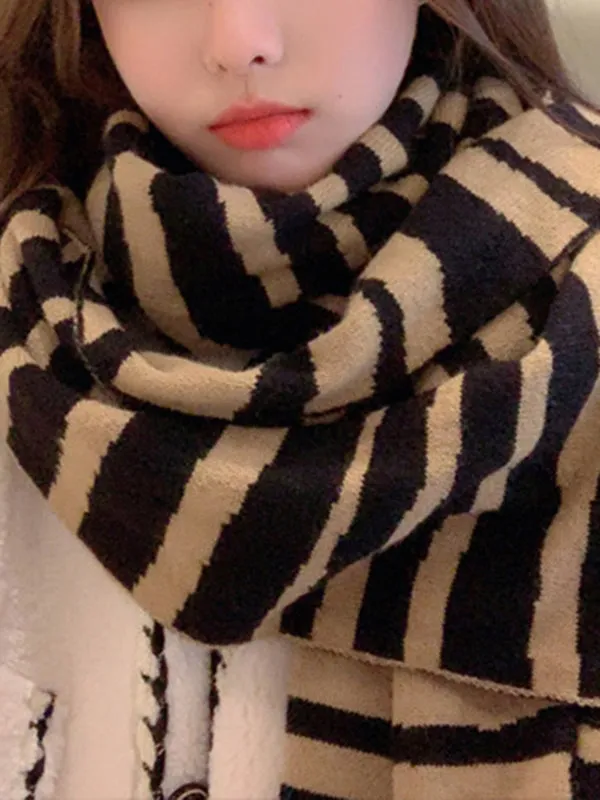 Keep Warm Zebra-Stripe Shawl&Scarf