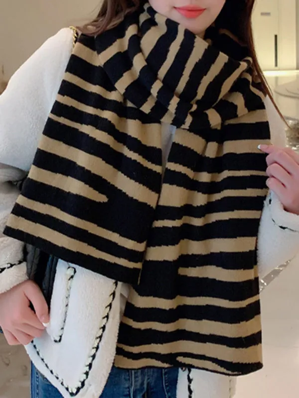 Keep Warm Zebra-Stripe Shawl&Scarf