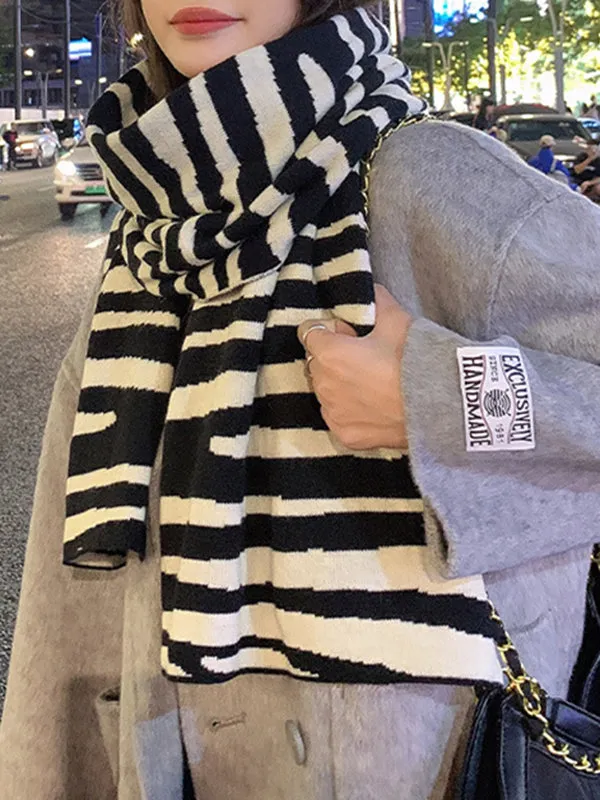 Keep Warm Zebra-Stripe Shawl&Scarf