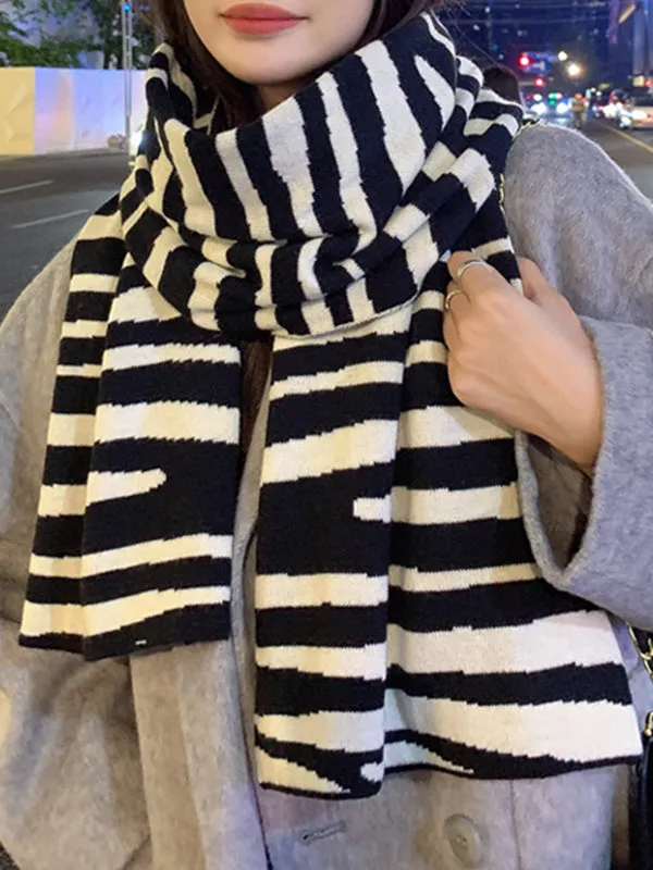 Keep Warm Zebra-Stripe Shawl&Scarf