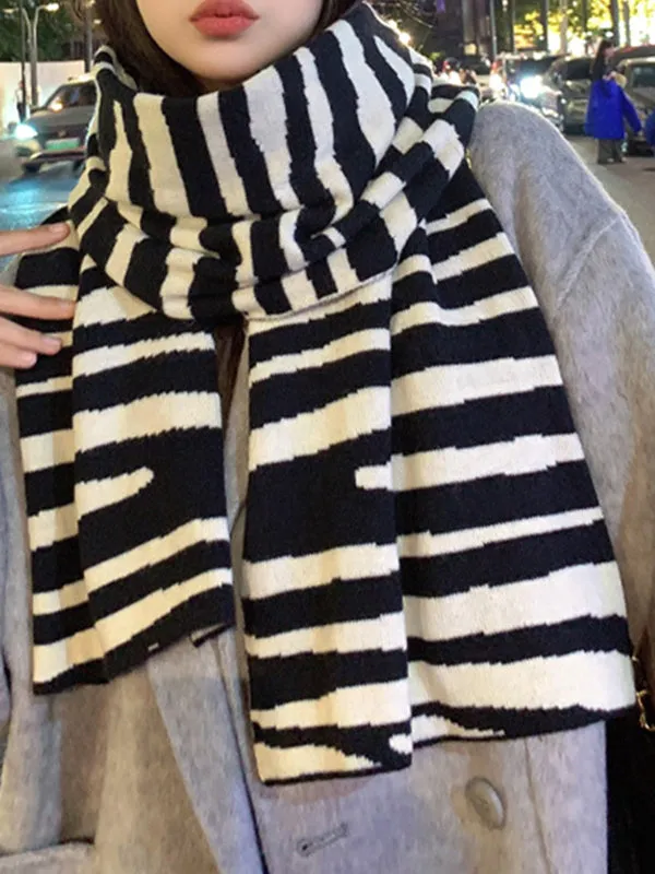 Keep Warm Zebra-Stripe Shawl&Scarf