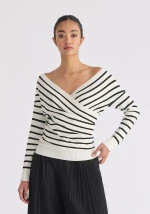 Knitted Wrap Top with Long Sleeves