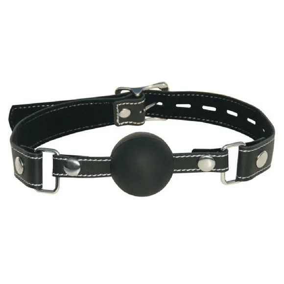 Leather Edge Black Silicone Ball Gag by Sportsheets