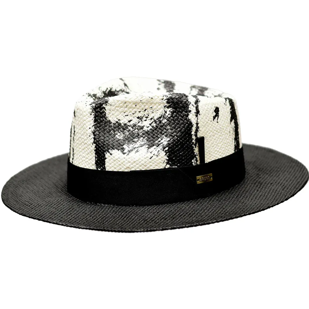 Lux Two-Tone Wide Brim Straw Fedora by Bruno Capelo