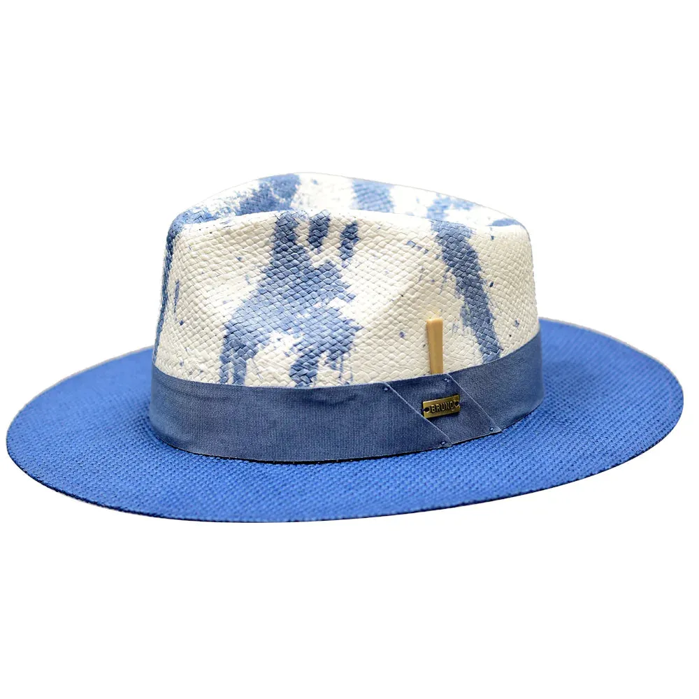 Lux Two-Tone Wide Brim Straw Fedora by Bruno Capelo