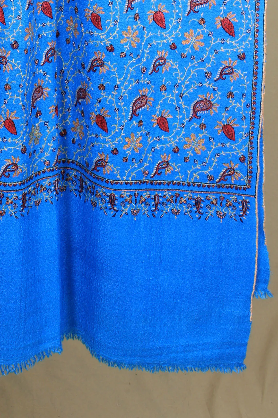 Maanyata Imperial Blue Sozni Jaali Embroidered Pashmina Shawl