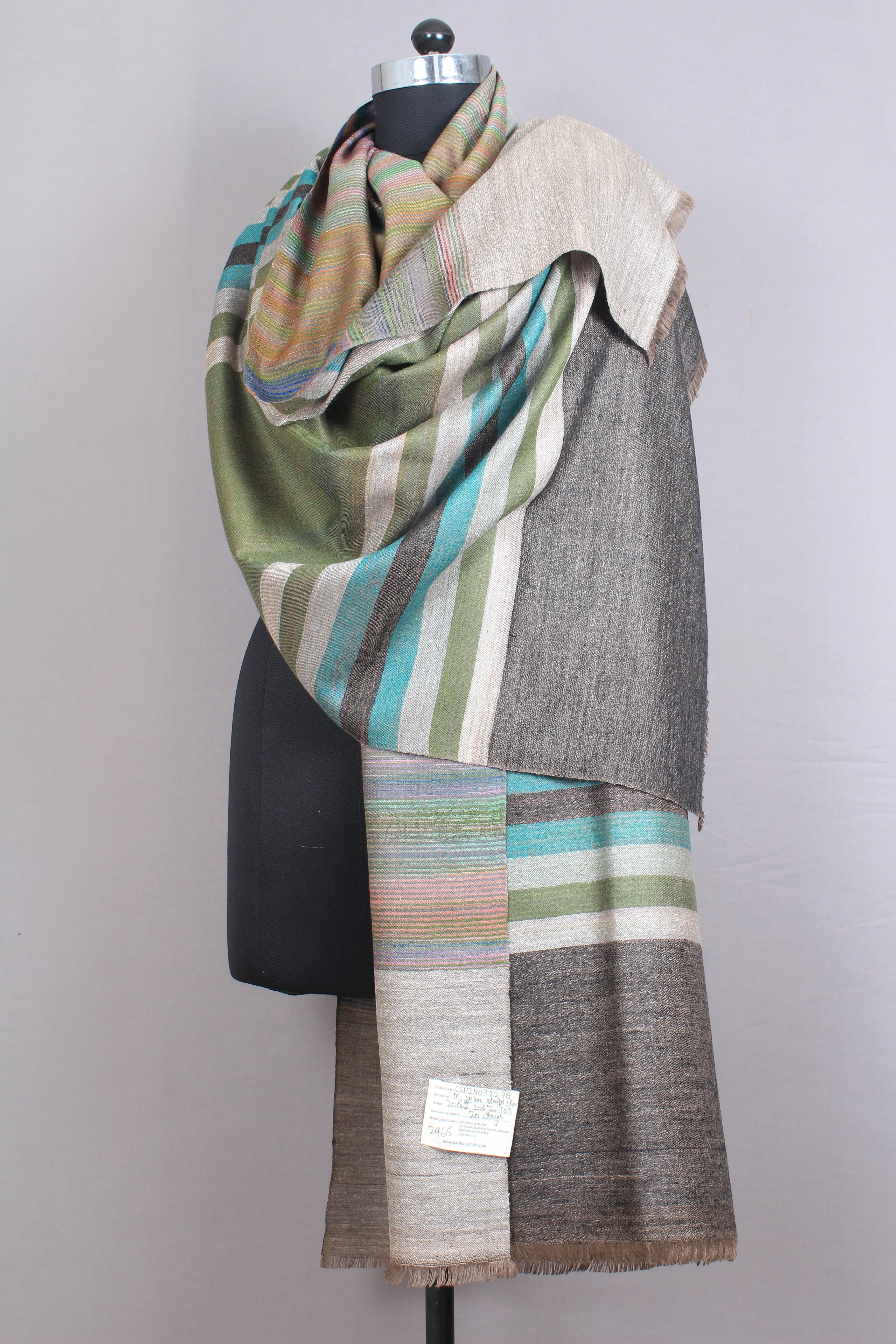 Mallory Multi Colour Strips And Reversible Cashmere Shawl