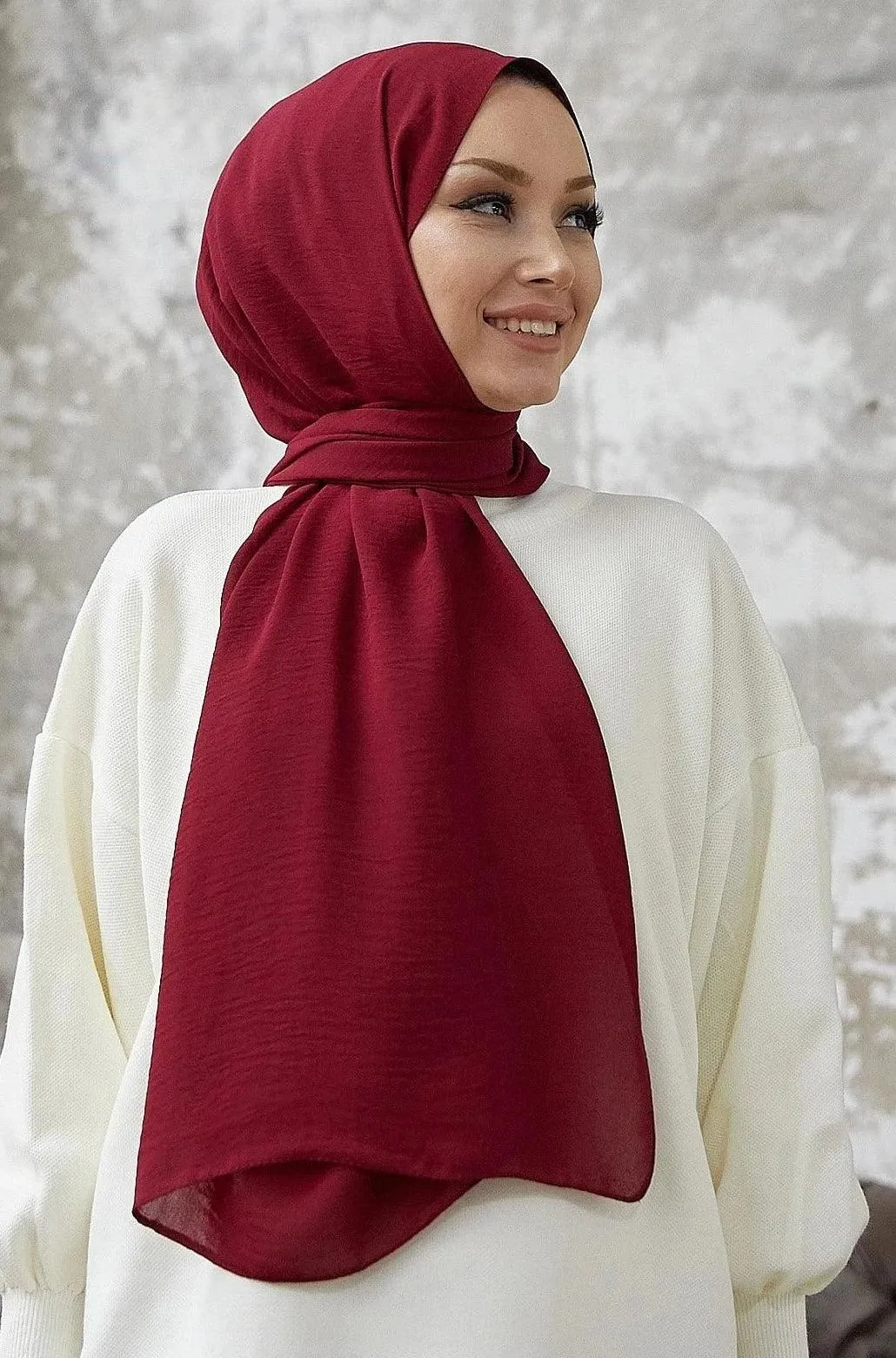 MDS Riva Jazz Shawl - Claret Red | Elegant Jazz Wrap Shawl Hijab Scarf