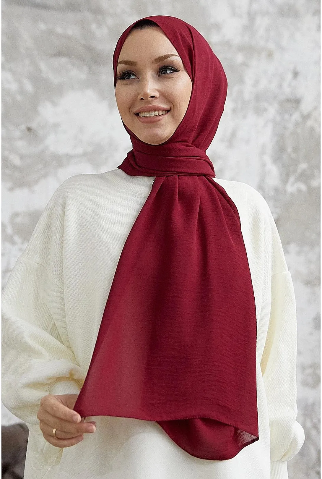 MDS Riva Jazz Shawl - Claret Red | Elegant Jazz Wrap Shawl Hijab Scarf