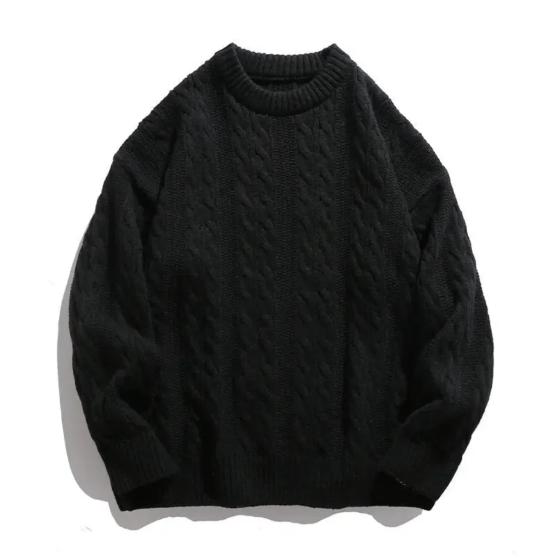 Men's Round Neck Loose Twisted Sweater Couple