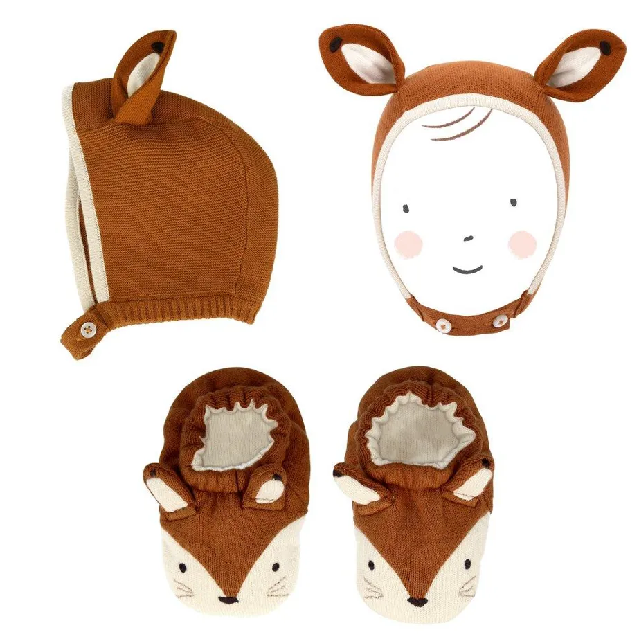 Meri Meri Fox Bonnet & Booties Set