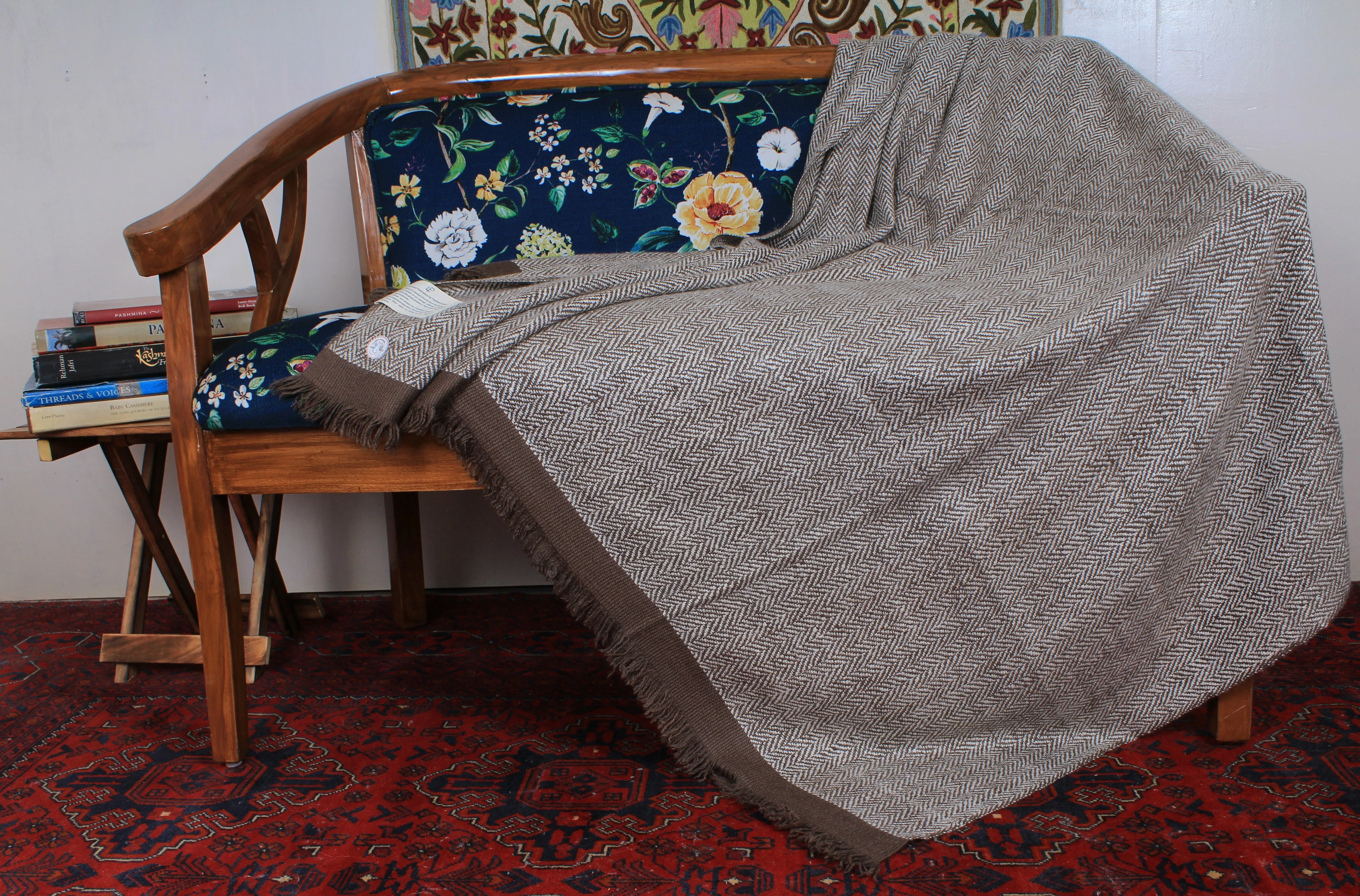 Nuri Beaver Brown Double Weave Pashmina Blanket