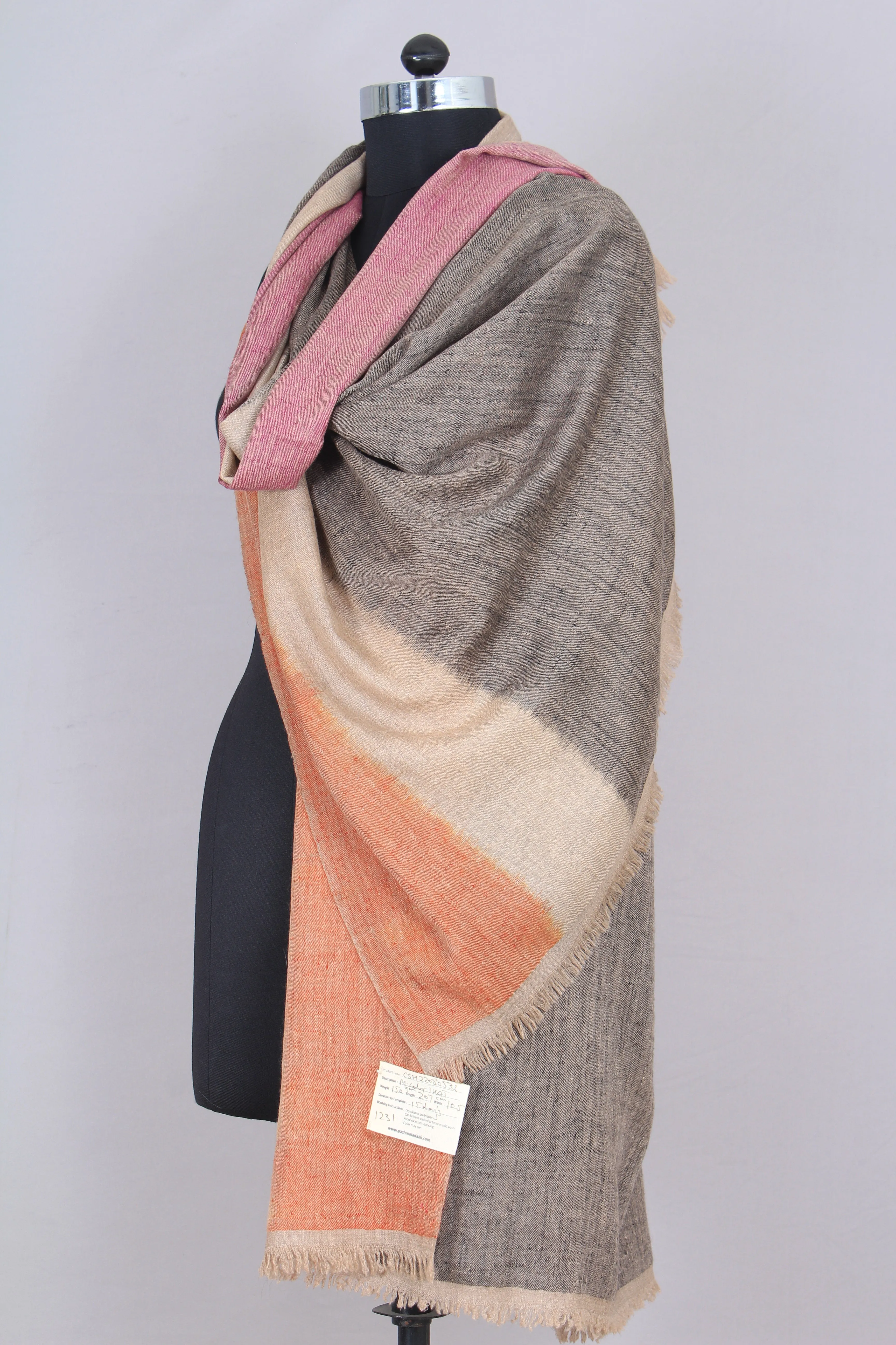 Ophelia Ikat Multi Colour Vertical Cashmere Shawl