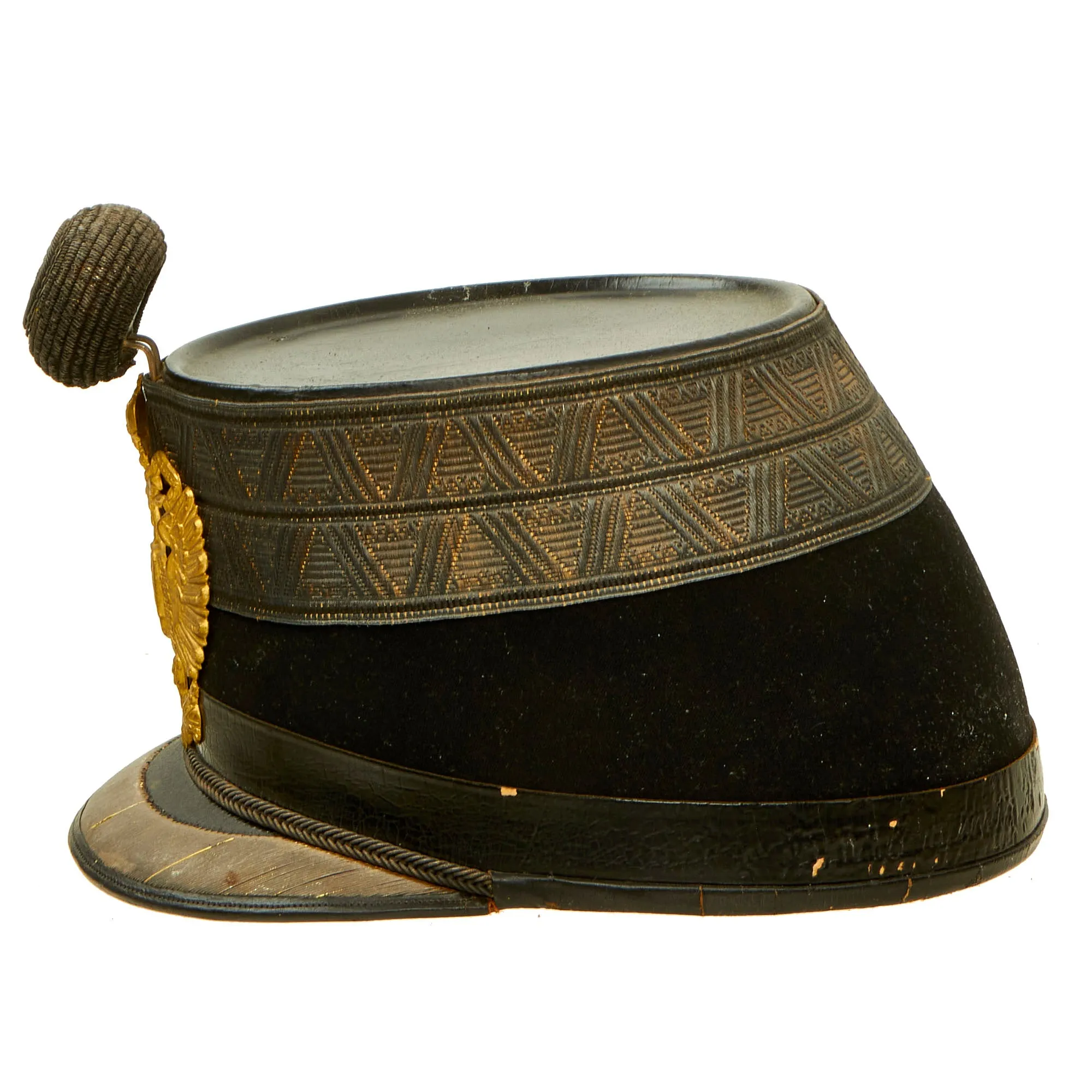 Original 19th Century Imperial Austrian Infantry Officer Shako With Cockade, Rain Cover and Chinstrap - Size 56 ½