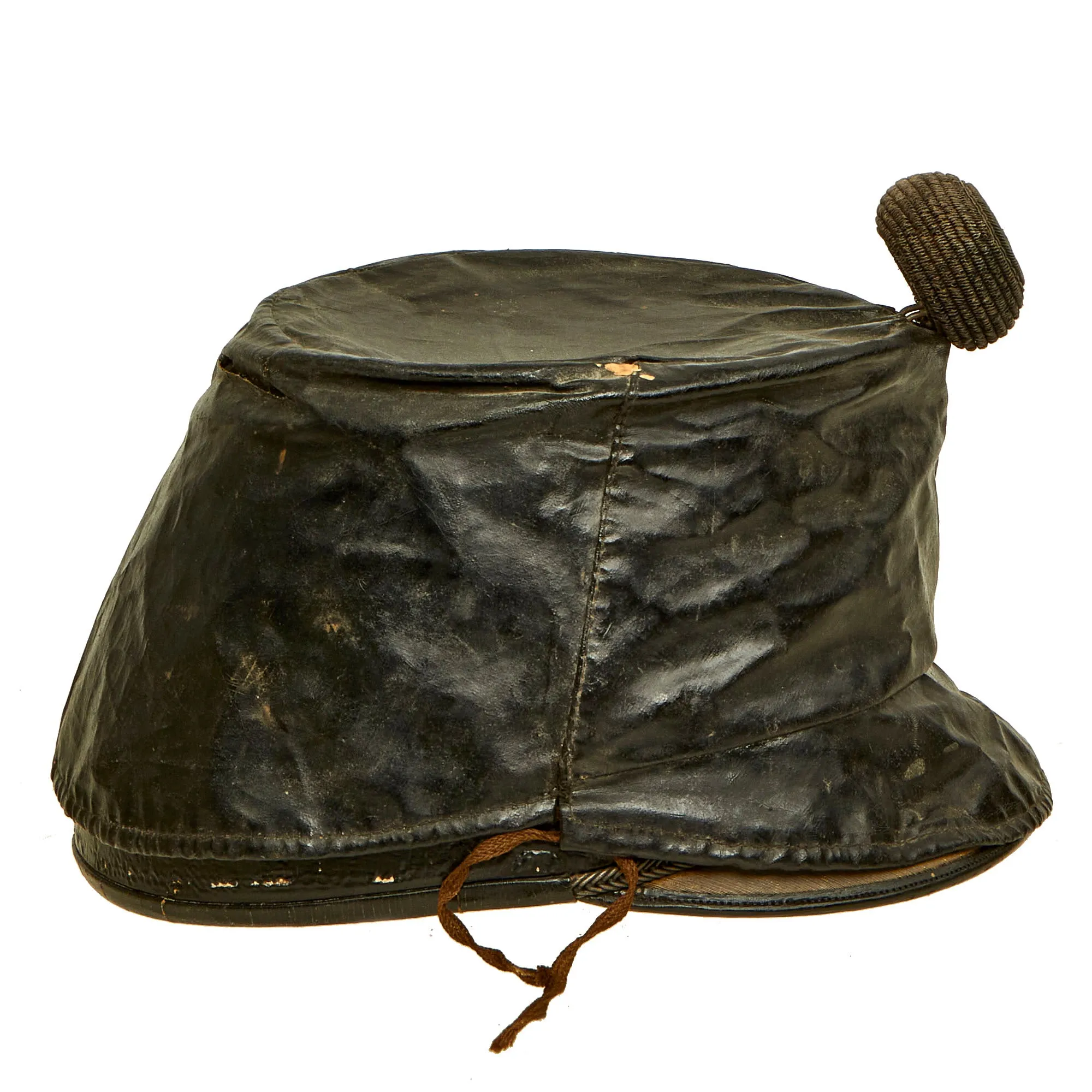 Original 19th Century Imperial Austrian Infantry Officer Shako With Cockade, Rain Cover and Chinstrap - Size 56 ½