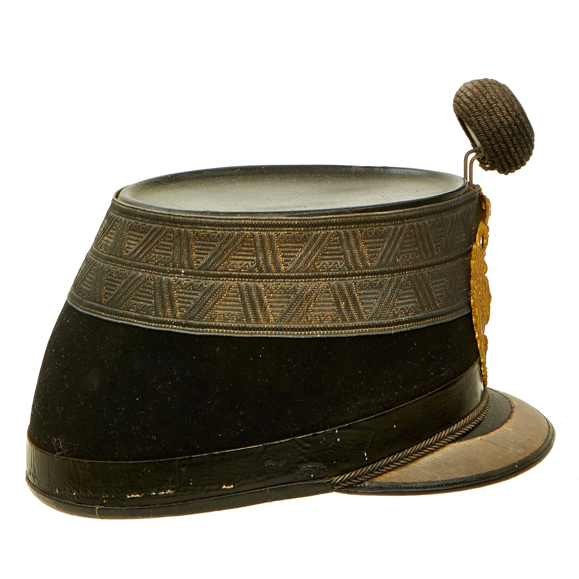 Original 19th Century Imperial Austrian Infantry Officer Shako With Cockade, Rain Cover and Chinstrap - Size 56 ½