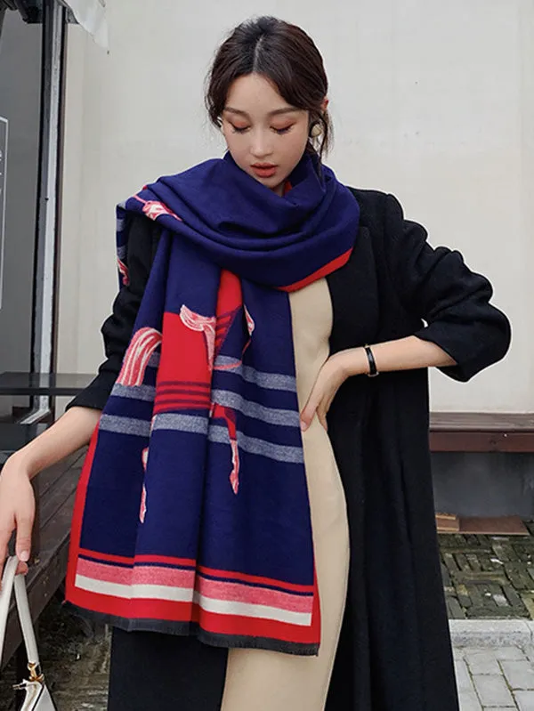 Personality Warm Cartoon Print Shawl&Scarf