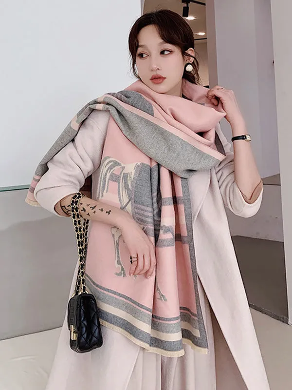 Personality Warm Cartoon Print Shawl&Scarf