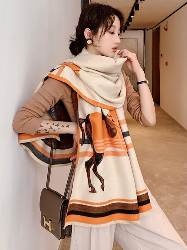 Personality Warm Cartoon Print Shawl&Scarf