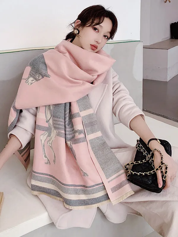 Personality Warm Cartoon Print Shawl&Scarf