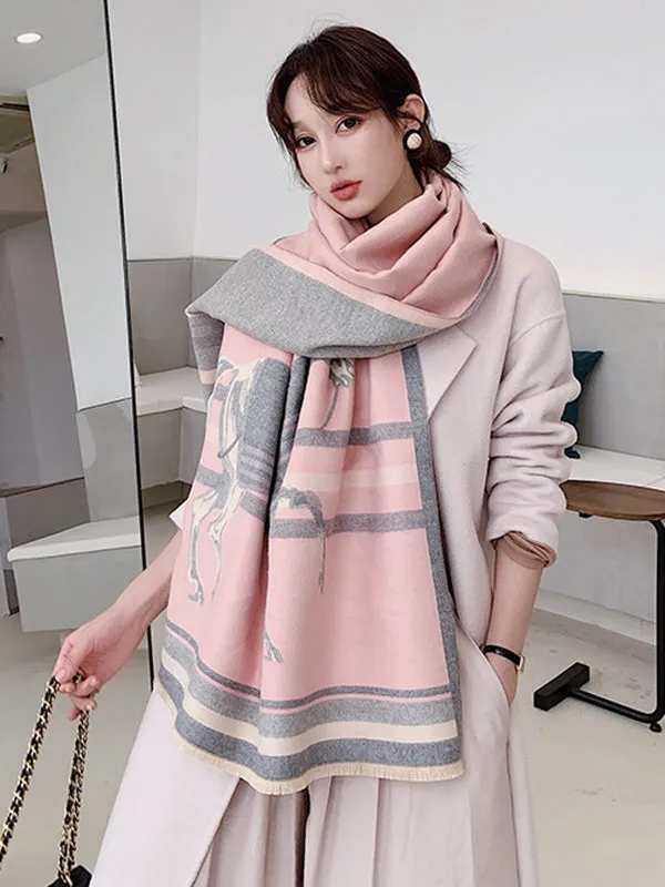 Personality Warm Cartoon Print Shawl&Scarf