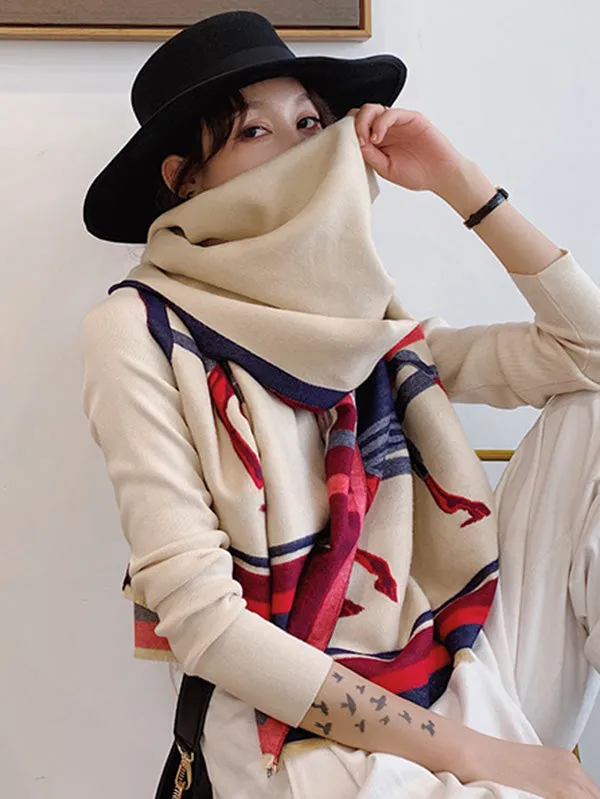 Personality Warm Cartoon Print Shawl&Scarf