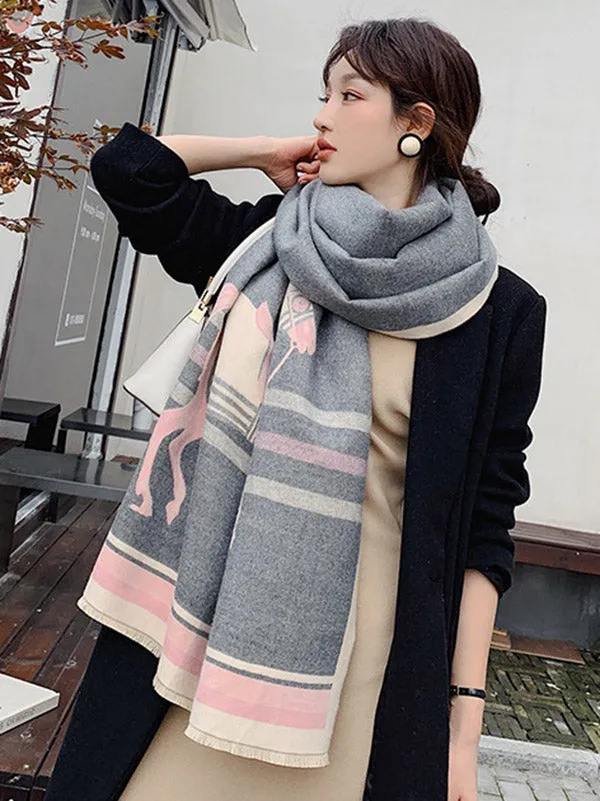 Personality Warm Cartoon Print Shawl&Scarf