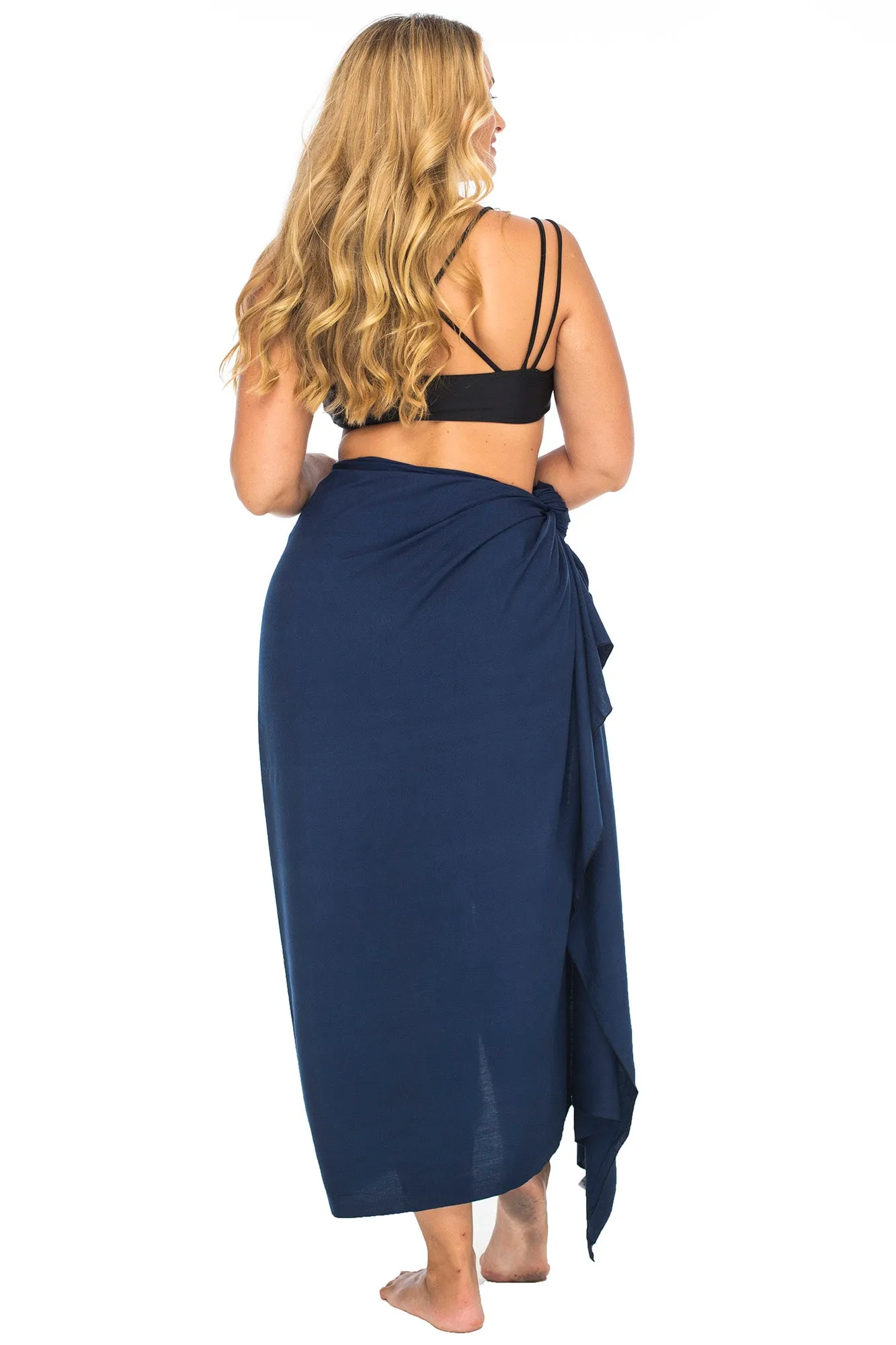 Plus Size Solid Sarong Wrap & Coconut Clip