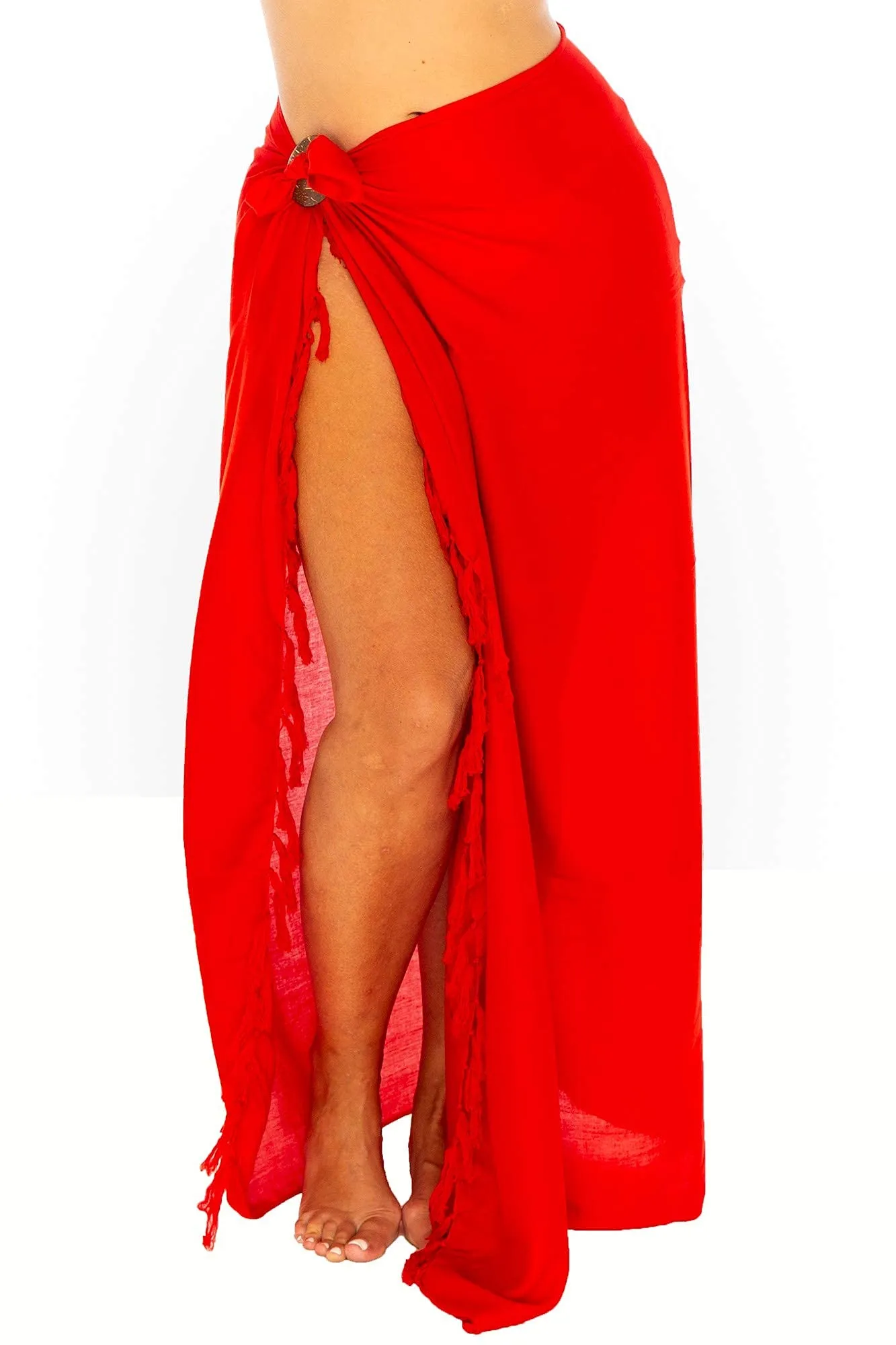 Plus Size Solid Sarong Wrap & Coconut Clip