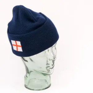 Premium Acrylic Watch Hat With England Logo. New. Navy Blue.