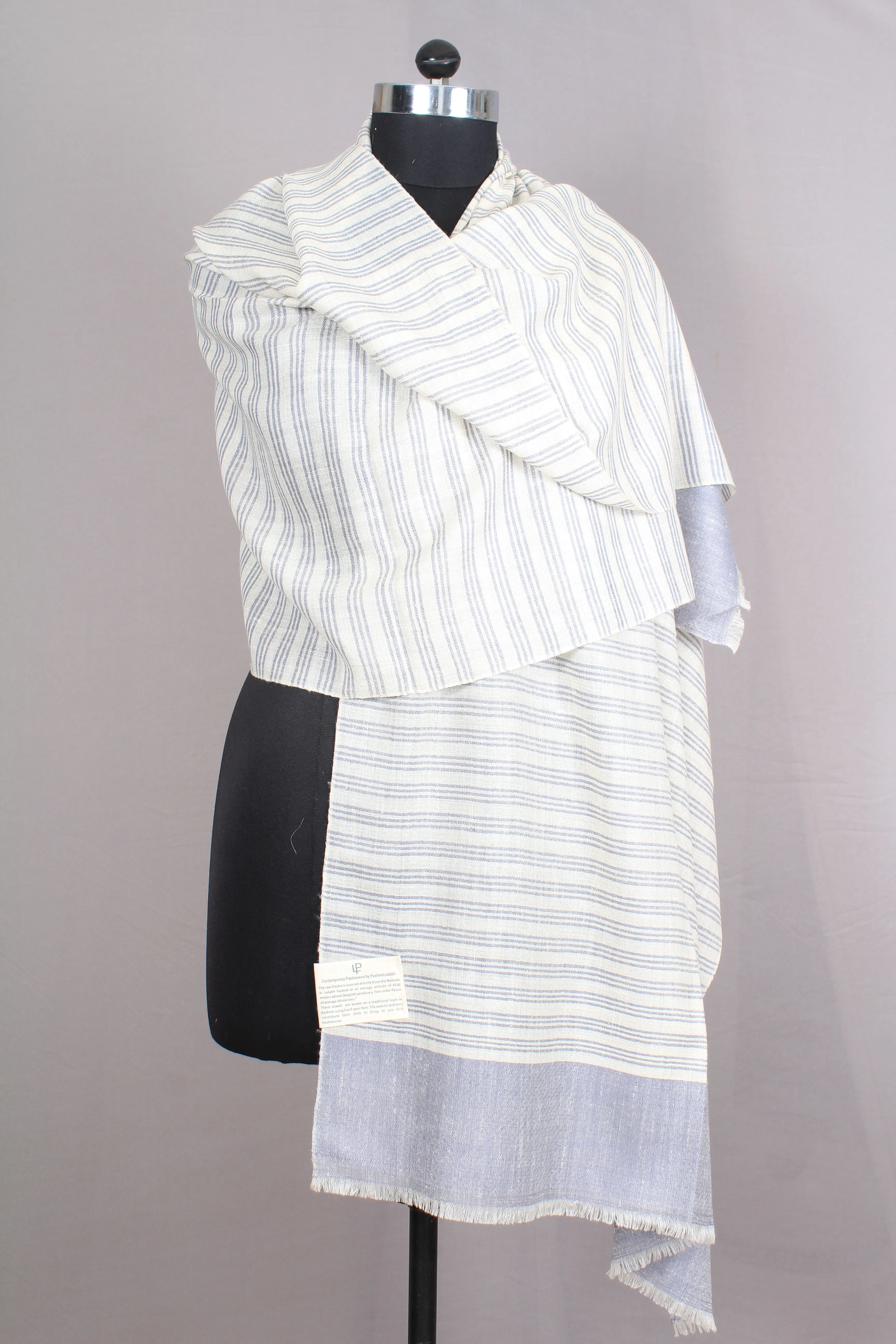 Princeton Arcadia White Stripes Cashmere Stole