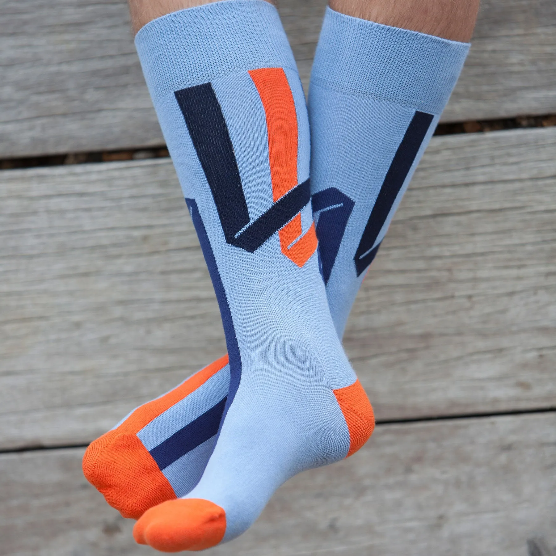 Ribbon Stripe Men's Socks - Sky