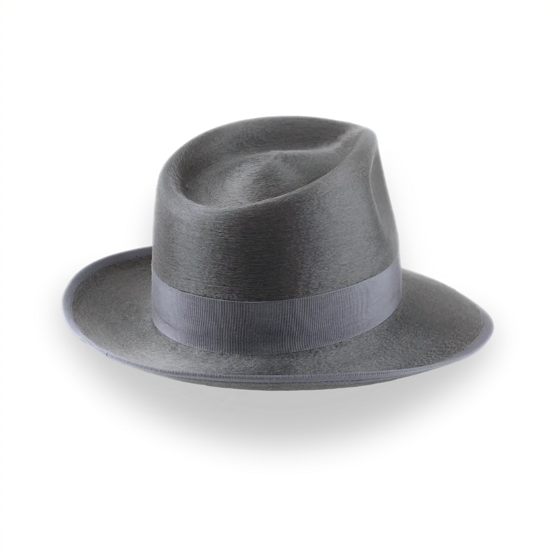 Smoke Grey Sleek Silk Finish Fedora Hat for Men | The Oliver