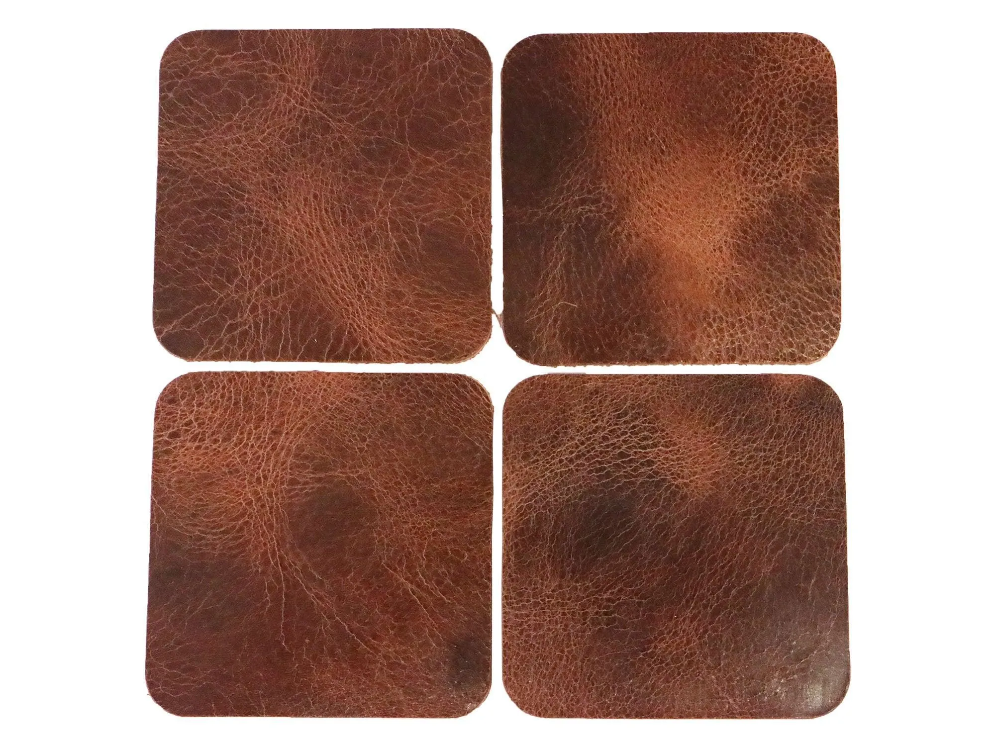 Tan Vintage Glazed Square Water Buffalo Leather, Square Coaster Shapes, 4"x4"