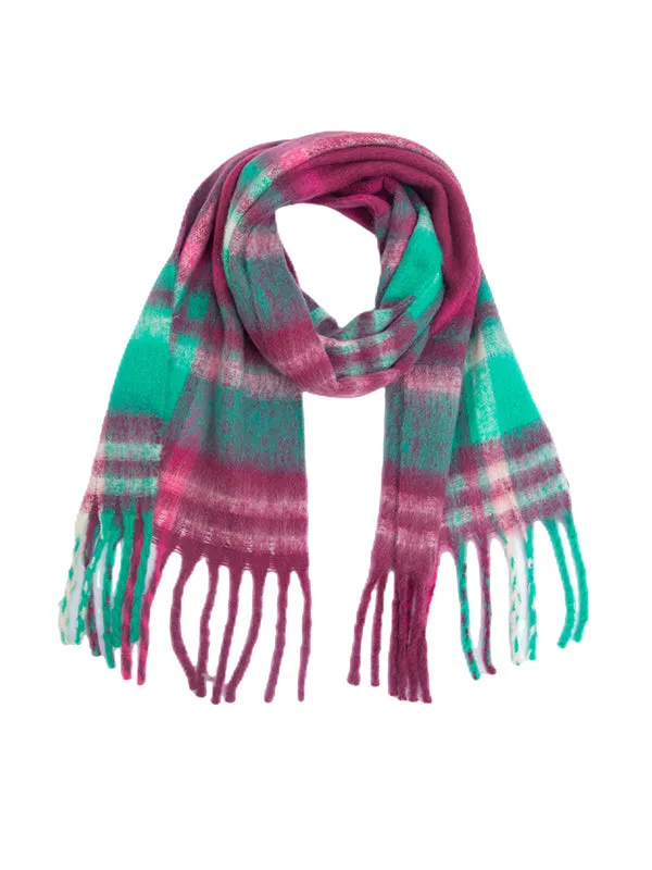 Thick Keep Warm Plaid Tasseled Shawl&Scarf