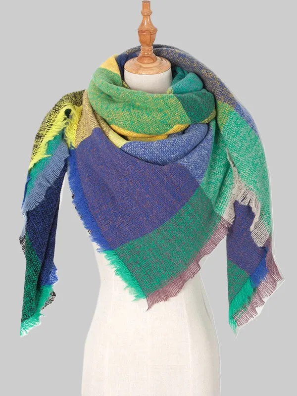 Thick Keep Warm Plaid Tasseled Shawl&Scarf