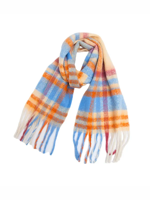 Thick Keep Warm Plaid Tasseled Shawl&Scarf