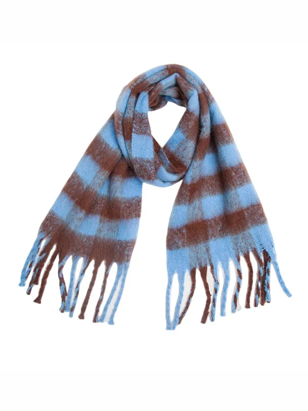 Thick Keep Warm Plaid Tasseled Shawl&Scarf