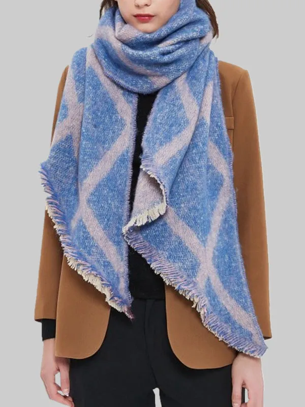 Thick Keep Warm Plaid Tasseled Shawl&Scarf