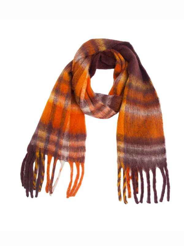 Thick Keep Warm Plaid Tasseled Shawl&Scarf