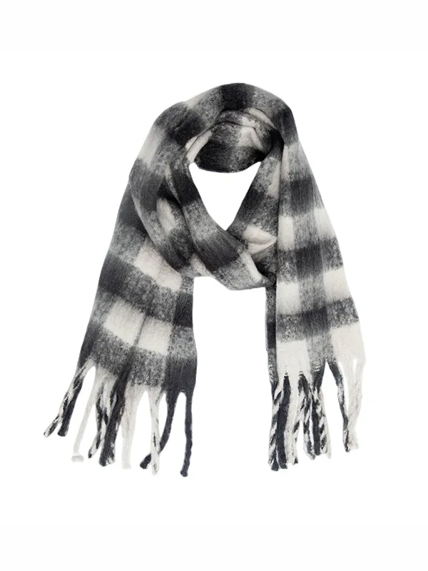 Thick Keep Warm Plaid Tasseled Shawl&Scarf