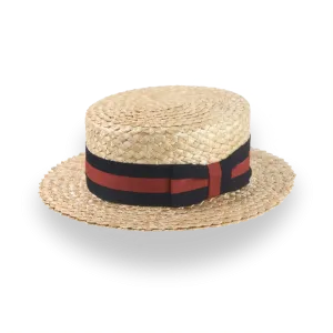 Vintage Style Mens Straw Boater Hat with Custom Options | The Skimmer