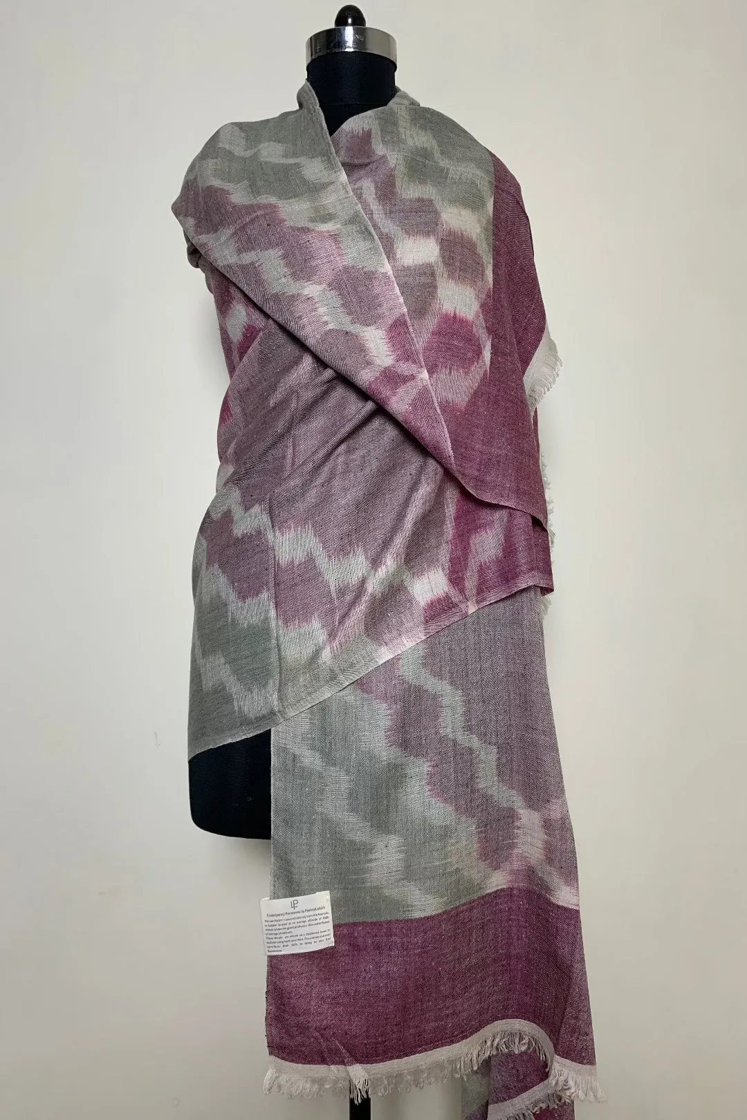 Vivid Voilet Quatrefoil Ikat cashmere Shawl