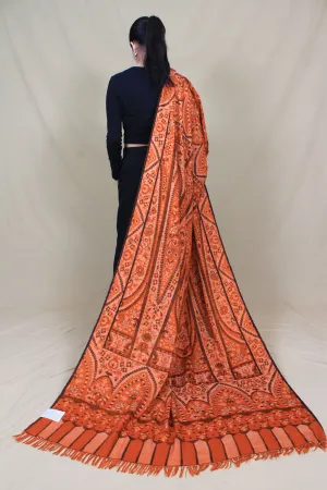 Vogue Wrap Pumpkin Orange Outlined Kani Jama Shawl